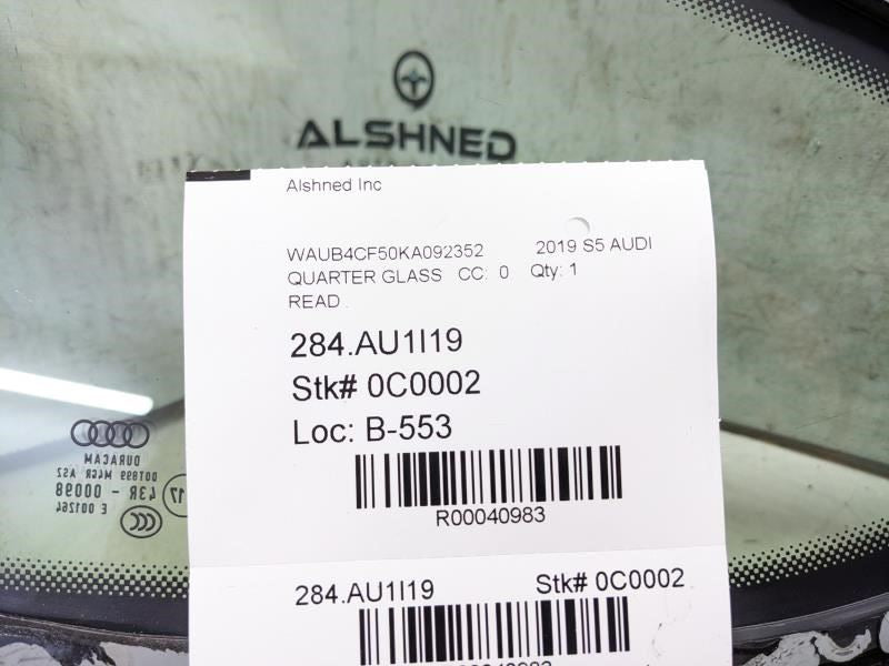 2019-2023 Audi S5 Rear Right Quarter Window Glass 8W8-845-298-L-NVB OEM *ReaD* - Alshned Auto Parts