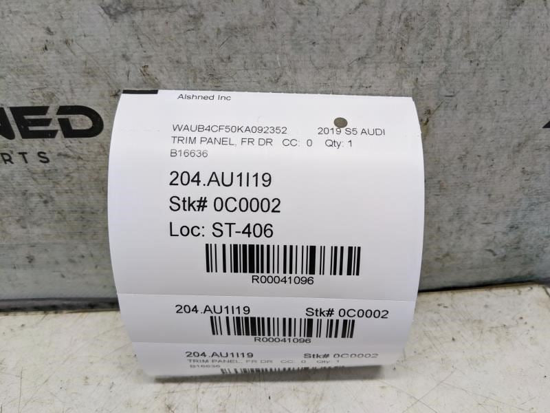 2018-2021 Audi S5 Front Left Driver Door Trim Panel 8W8-867-103-AD-WFA OEM - Alshned Auto Parts