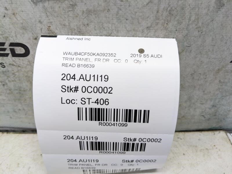 2018-2021 Audi S5 Front Right Door Trim Panel 8W8-867-104-AD-WFA OEM *ReaD* - Alshned Auto Parts