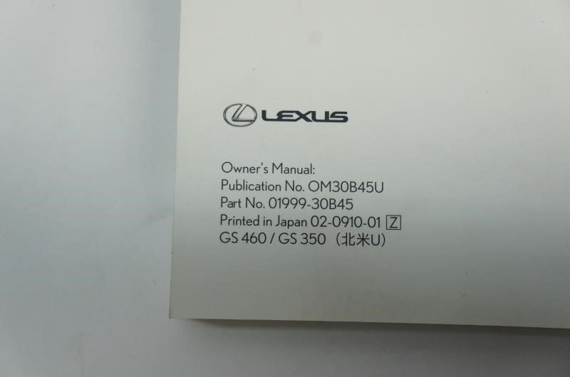 2010 Lexus GS 460/GS 350/GS 450 h Owner's Manual Book Case Lemon law guide 01999-3-B45 - Alshned Auto Parts