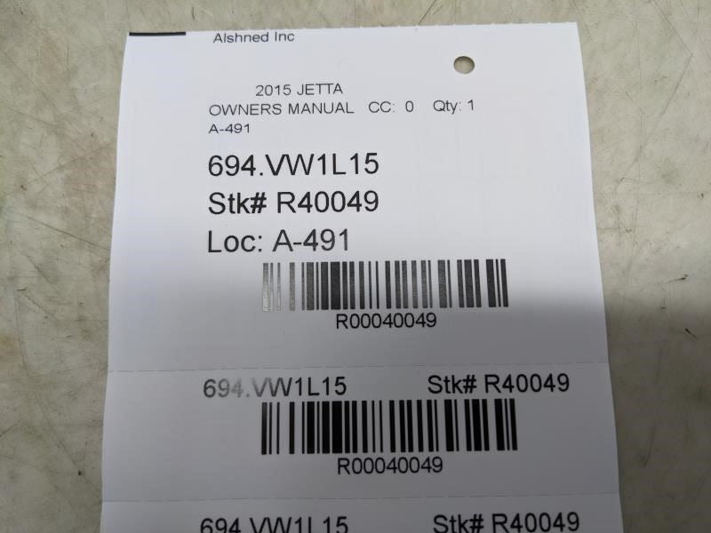 2015 Volkswagen Jetta US Edition Owners Manual set with Case 1525U1JT623 OEM - Alshned Auto Parts