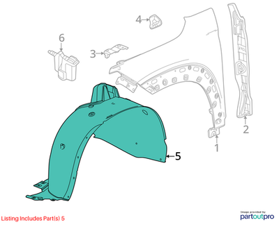 2024-2025 Chevrolet Trax Front Left Side Fender Inner Liner Shield 42876680 OEM - Alshned Auto Parts