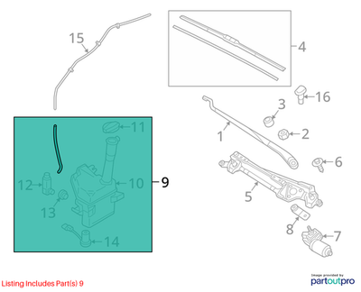 16-19 Hyundai Sonata Hybrid Windshield Washer Fluid Reservoir Bottle 98610-E60002