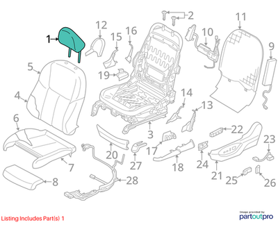 2019 Infiniti Q50 Left Right Front Headrest Leather 86400-4HA0C OEM - Alshned Auto Parts