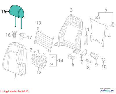 2015 Volkswagen Jetta Front Right Left Headrest Cloth 5C6-881-901-G-EGW OEM - Alshned Auto Parts