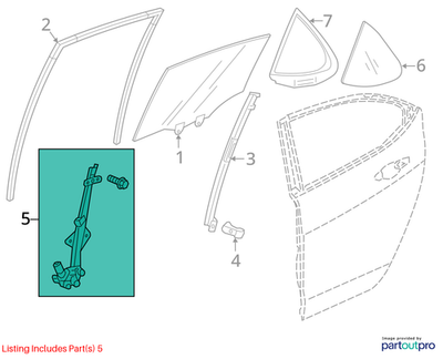 2015-2020 Acura TLX Tech Rear Left Driver Side Door Window Regulator w/ Motor2