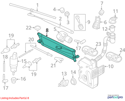 11-18 Volkswagen Jetta Sport FR Windshield Wiper Transmission Linkage w/ Motor2
