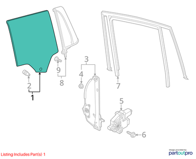 2018-2024 Volkswagen Atlas S Rear Right Side Door Window Glass 3CN-845-026 - Alshned Auto Parts