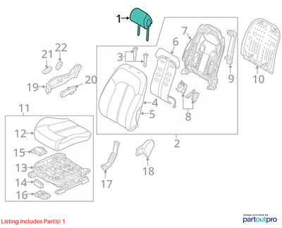 2015-2017 Hyundai Sonata Front Right/Left Seat Headrest 88700-C2000-SMH OEM - Alshned Auto Parts