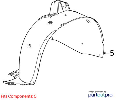 2024-2025 Chevrolet Trax Front Left Side Fender Inner Liner Shield 42876680 OEM - Alshned Auto Parts