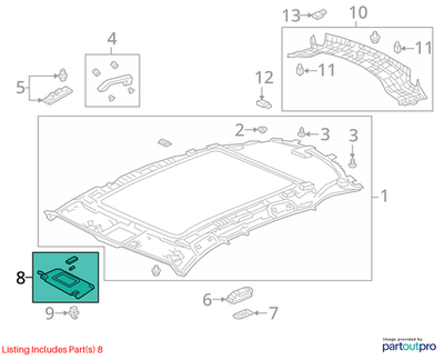 19-21 Acura RDX FR RH Sun Visor w/ Illuminated Mirror 83230-TJB-A01ZC OEM *ReaD* - Alshned Auto Parts