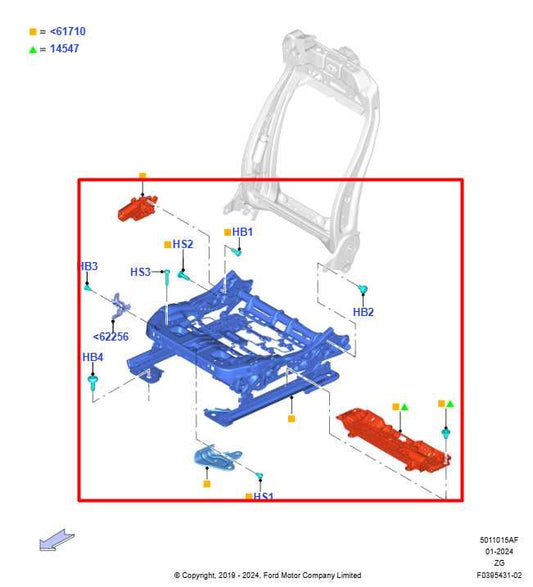 2019-20 Ford Mustang GT 5.0L Front Right Side Seat Complete FR3A-96600A24-D OEM - Alshned Auto Parts
