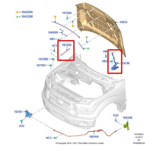 2015-2020 Ford F150 XL Front RH and LH Hood Hinge w/ Lift Strut FL34-16801-A OEM - Alshned Auto Parts
