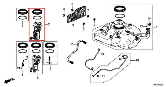 2013-2014 Acura ILX Hybrid Tech 1.5L Fuel Pump Assembly 17045-TR0-L70 OEM - Alshned Auto Parts