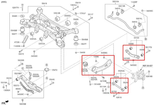2015-20 Kia Sorento EX 3.3L Rear Right Side Upper and Lower Control Arm Set of 3 - Alshned Auto Parts
