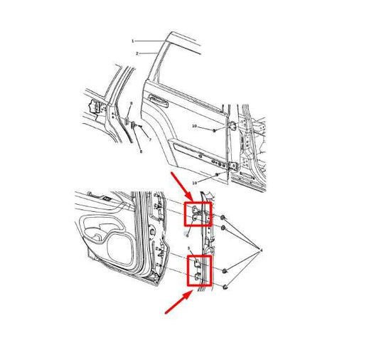 2017-24 Dodge Durango RR Right Side Door Hinge Upper & Lower 55113660AC OEM - Alshned Auto Parts