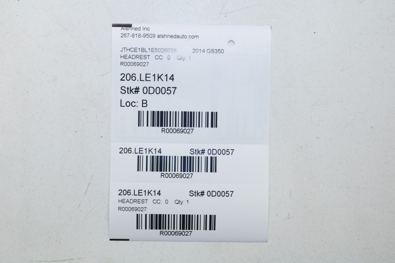 13-16 Lexus GS350 Rear Right and Left Side 2nd Row Center Seat Headrest Set of 3 - Alshned Auto Parts