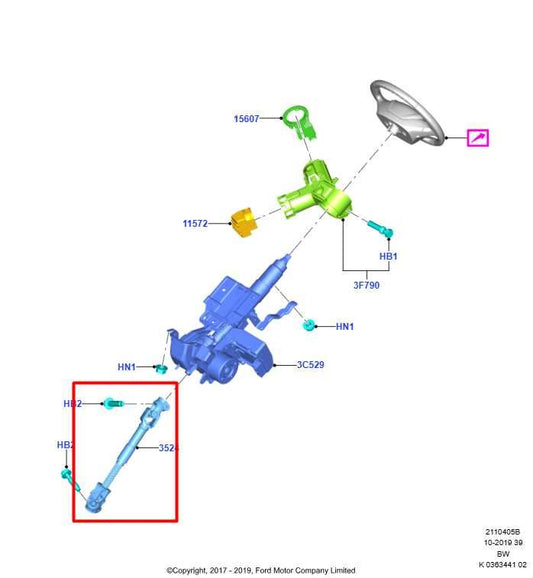 2018-22 Ford EcoSport SE Steering Column Intermediate Lower Shaft GN15-3C662-CA - Alshned Auto Parts