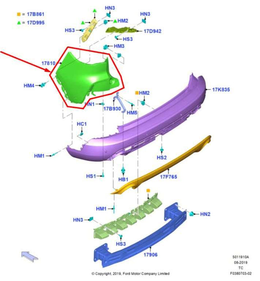 20-25 Ford Escape SEL Rear Right Side Upper Bumper Cover LJ6Z-17810-AEPTM *ReaD* - Alshned Auto Parts