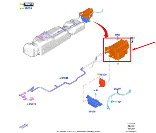 2018-2026 Ford F150 Fuel Vapor Evaporator Emission Canister JL34-9E857-AC OEM - Alshned Auto Parts