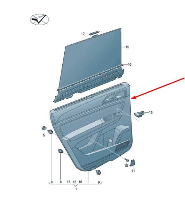 2021-2023 Volkswagen Atlas SE Rear Right Side Door Trim Panel 3CN867212SZUM OEM - Alshned Auto Parts