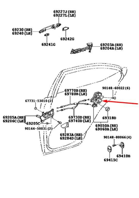 2006-2013 Lexus IS250 Rear Right Side Door Lock Latch Actuator 69050-53051 OEM - Alshned Auto Parts
