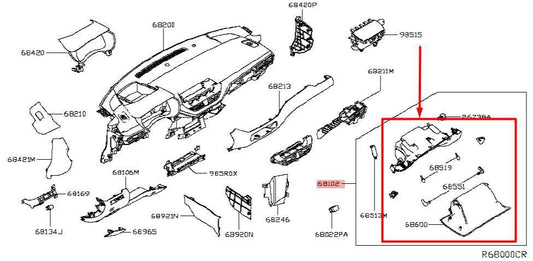 2019-2020 Nissan Altima Glove Box Storage Compartment 68102-6CA0A OEM - Alshned Auto Parts