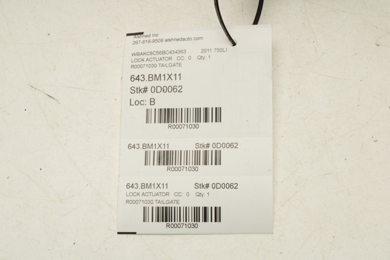2010-2015 BMW 750Li xDrive Rear Liftgate Lid Lock Latch Actuator 51244878780 OEM - Alshned Auto Parts