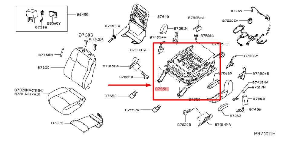 2013-20 Nissan Pathfinder FR LH Seat Lower Track Frame w/ Motors 87351-3JC9B OEM - Alshned Auto Parts