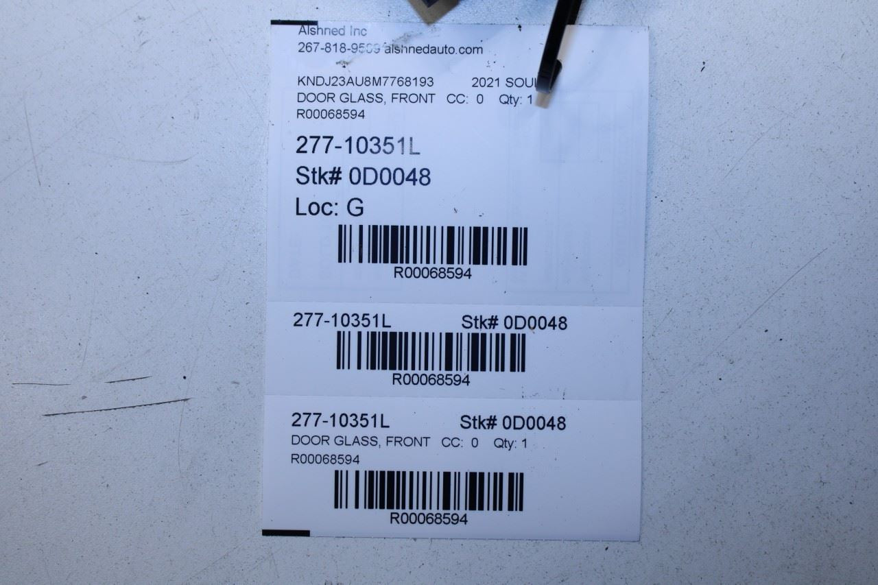 2020-2025 KIA Soul LX Front Left Driver Side Door Window Glass 82410-K0320 OEM - Alshned Auto Parts