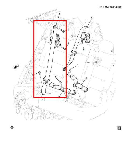 18-20 Chevrolet Equinox LT Rear RH Side 2nd Row Seat Belt Retractor 19367611 OEM - Alshned Auto Parts