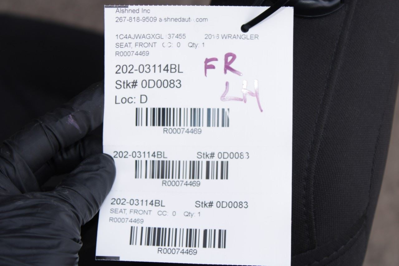 2013-2018 Jeep Wrangler Sport 2dr 3.6L 4WD Front Driver Left Side Seat Complete - Alshned Auto Parts