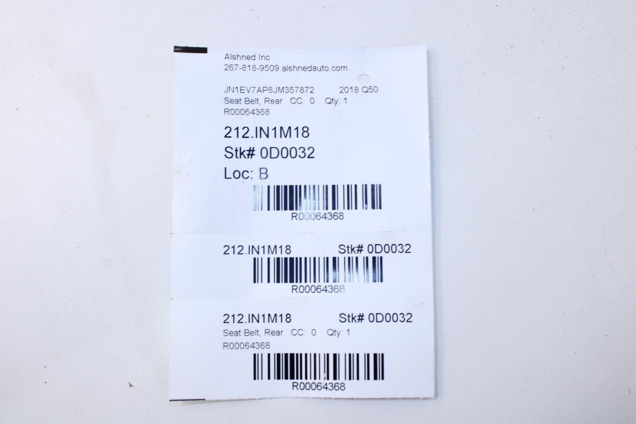 17-23 Infiniti Q50 Rear RH and LH Center 2nd Row Seat Belt Buckle Set 888426HF0A - Alshned Auto Parts