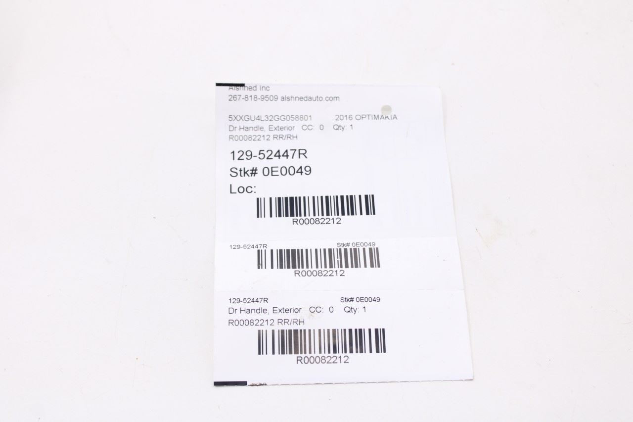 2016-20 Kia Optima EX Rear Passenger Right Side Door Exterior Handle 82661D5000 - Alshned Auto Parts