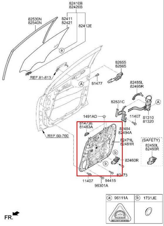 16-22 KIA Sportage Nightfall FR Left Door Window Regulator w/ Carrier and Motor - Alshned Auto Parts