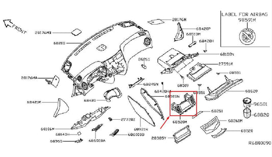 2013-2020 Nissan Pathfinder SV Dashboard Center Screen Bezel Trim w/ Air Vents - Alshned Auto Parts