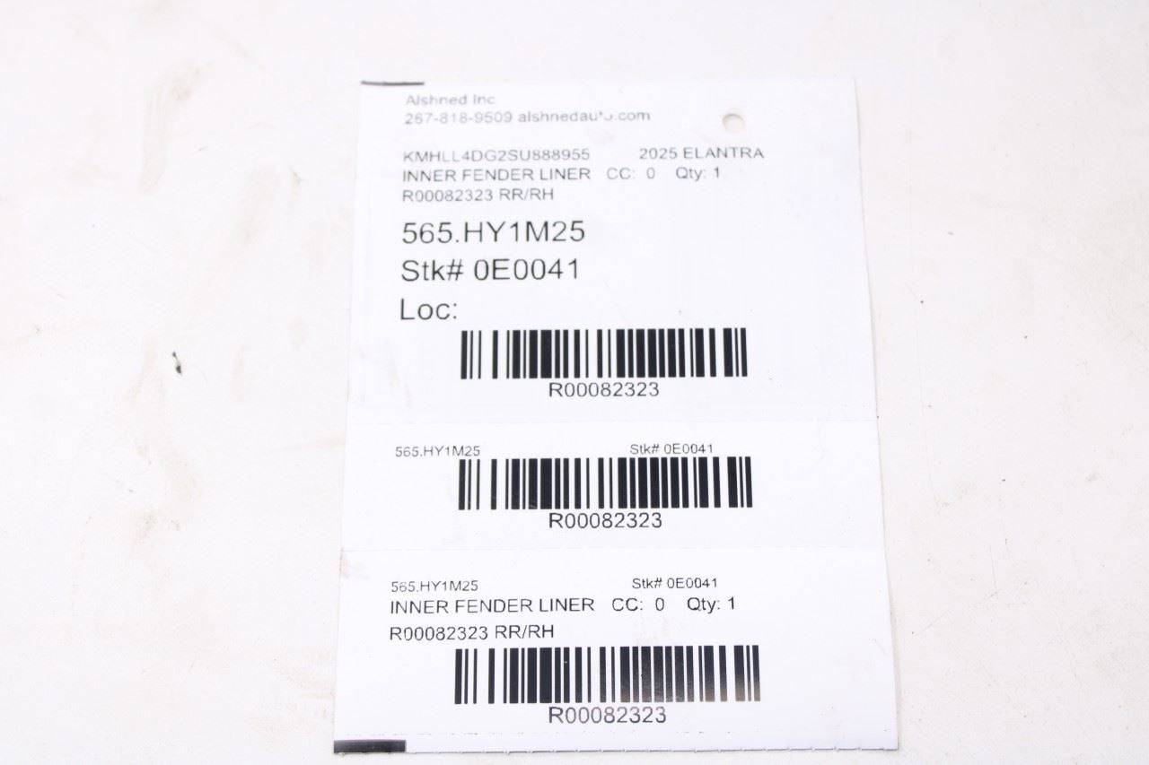 2021-2026 Hyundai Elantra SE Rear Right Side Wheelhouse Liner Splash Shield14