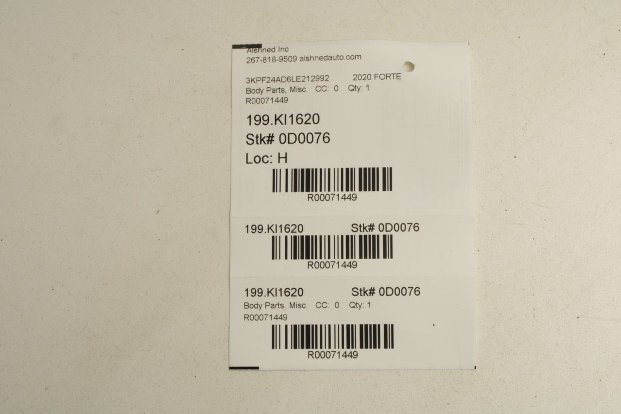 2019-2024 Kia Forte LXS Front Left Door Run Channel w/ Belt Molding Weatherstrip - Alshned Auto Parts