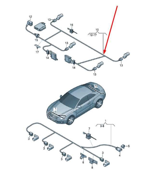 2013-2016 Audi S4 Premium Plus Rear Bumper Wire Harness with Park Sensors *ReaD* - Alshned Auto Parts