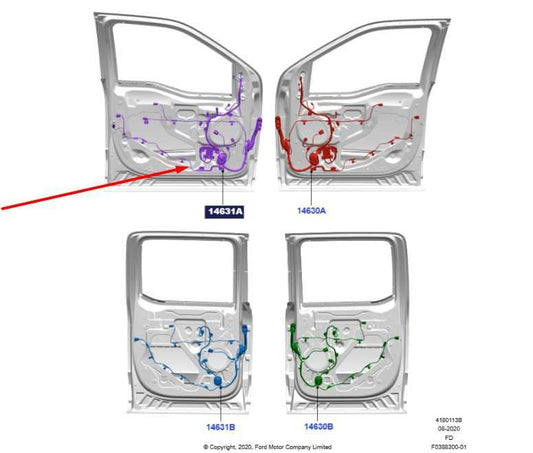 2022-26 Ford F150 XLT Supercrew Front Left Side Door Wire Harness PL3T-14631-FC - Alshned Auto Parts