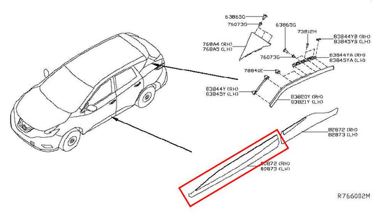 15-24 Nissan Murano Platinum Front Left Door Exterior Lower Molding 80871-5AA0A - Alshned Auto Parts