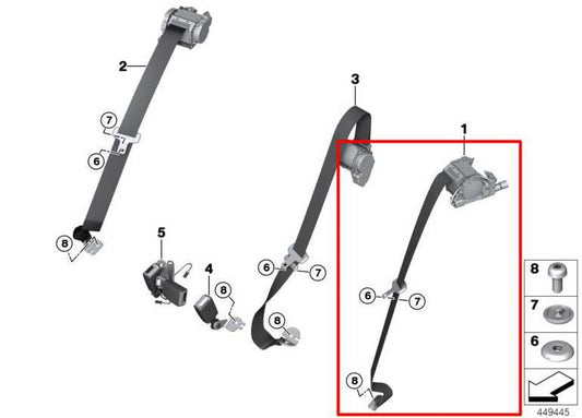 16-24 Mini Cooper Clubman AWD Rear Driver Left Side 2nd Row Seat Belt Retractor - Alshned Auto Parts