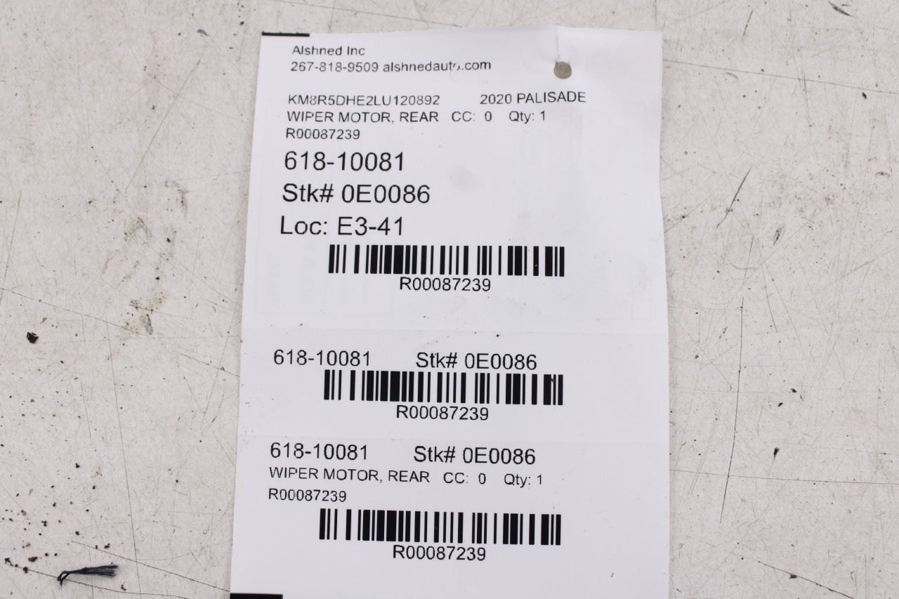 2020-2026 Hyundai Palisade Limited AWD Rear Liftgate Wiper Motor w/ Wiper Arm - Alshned Auto Parts