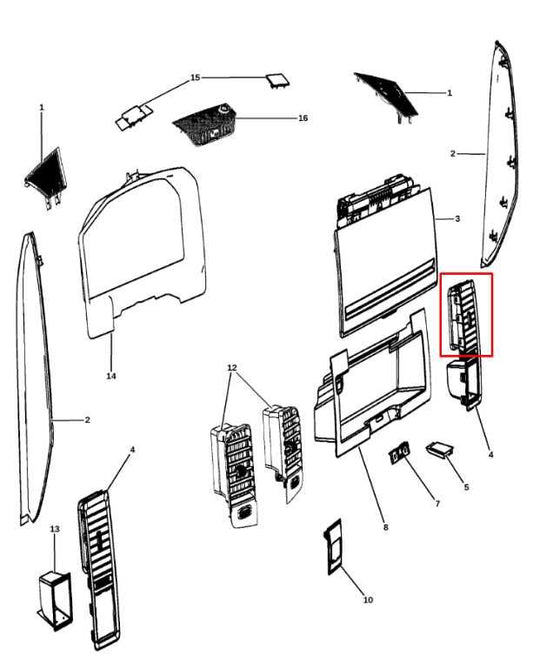 13-20 RAM 1500 Crew Cab Laramie Front Right Side Dash Outer Air Vent 1WA65DX9AC - Alshned Auto Parts