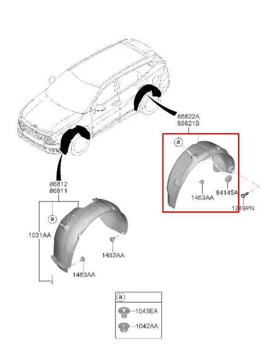 2023-2025 Kia Sportage Hybrid EX Rear Right Side Wheelhouse Liner Splash Shield - Alshned Auto Parts