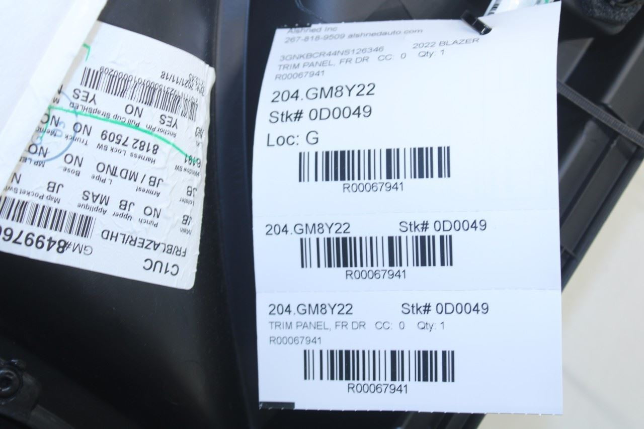 2019-2022 Chevrolet Blazer 2LT Front Right Passenger Door Trim Panel 84997665 - Alshned Auto Parts