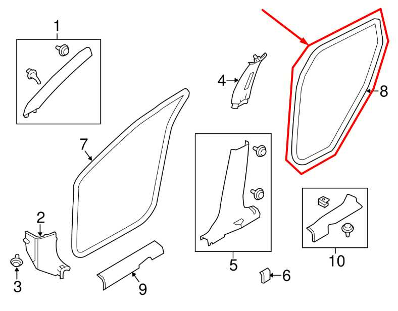 2014-2020 Nissan Rogue SV Rear Left Door Weatherstrip On Body 76924-7FL0A OEM - Alshned Auto Parts