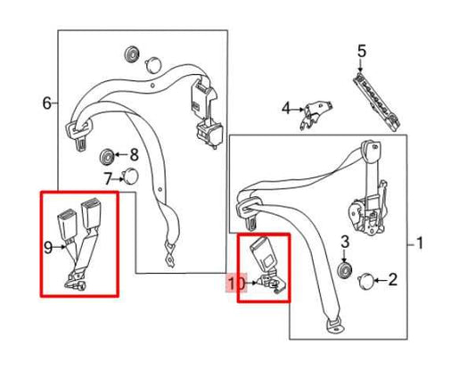 2010-16 Mercedes-Benz E350 4Matic Rear RH and LH 2nd Row Center Seat Belt Buckle - Alshned Auto Parts