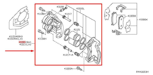 2019-2020 Infiniti QX60 FR Left Driver Side Brake Disc Caliper 41011-3JA0C OEM - Alshned Auto Parts