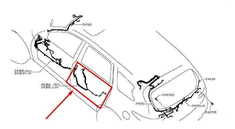 2013-20 Nissan Pathfinder Rear Right Passenger Door Wire Harness 24126-3KA0A OEM - Alshned Auto Parts